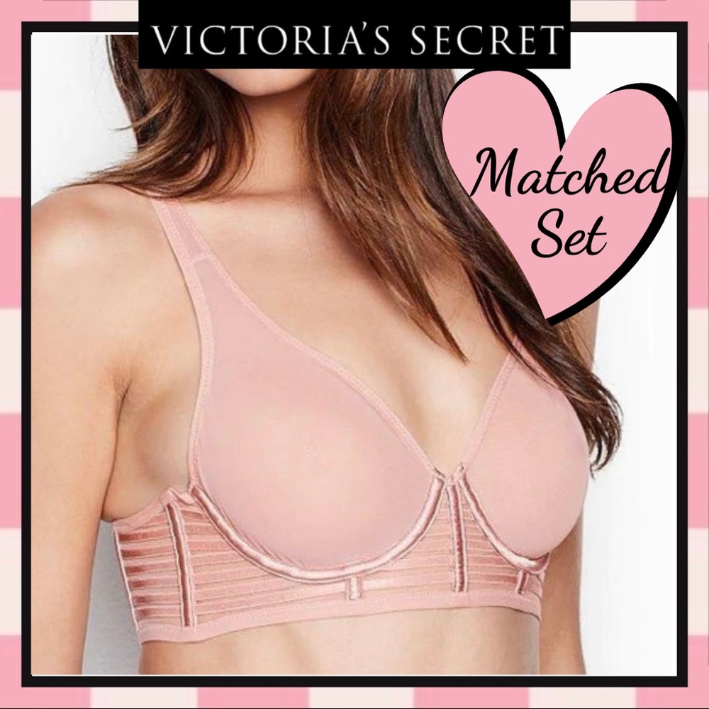 Victoria’s Secret 34D & Small Cheekini Tanga Mesh Caged Bra Set in Demur…